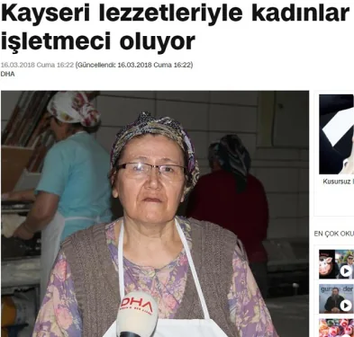 DHA: “Kayseri lezzetleriyle kadınlar işletmeci oluyor” (16.03.2018)